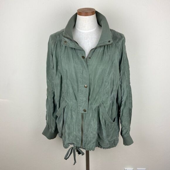 Anthropologie Marrakech Zip-Up Cupro Bomber Jacket - Oregano - Picture 1 of 6
